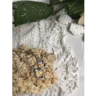 Irizáló, sárgás rózsaszín csepp fülbevaló