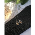 Irizáló, sárgás rózsaszín csepp fülbevaló