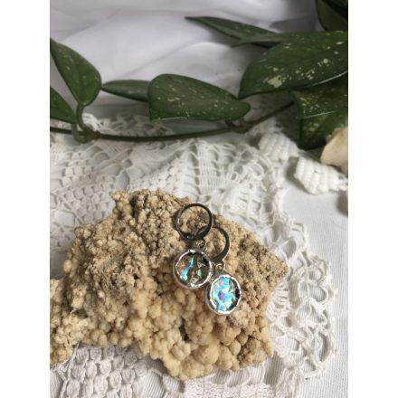 Irizáló, kék kör fülbevaló