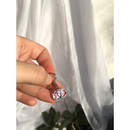 Irirzáló, rózsaszín kör fülbevaló