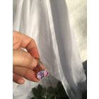 Irirzáló, rózsaszín kör fülbevaló