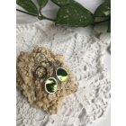 Irizáló, zöld ovális fülbevaló